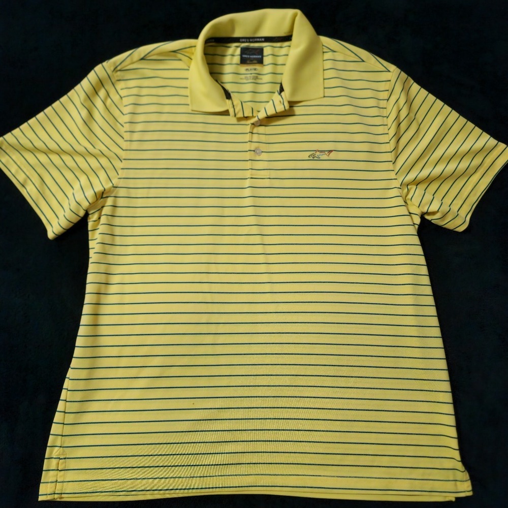 Greg Norman Tasso Elba Five Iron‎ Play Dry Men's Striped Polo Size L